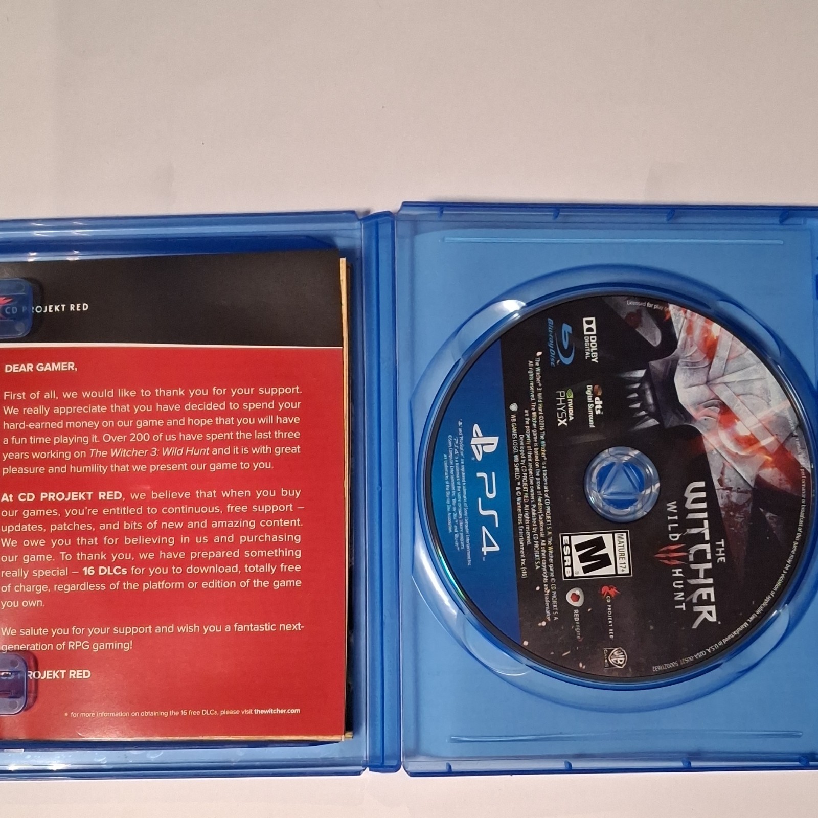 CD Projekt Red The Witcher 3: Wild Hunt PS4 w/ Manual, Map, Action RPG, M, 2015