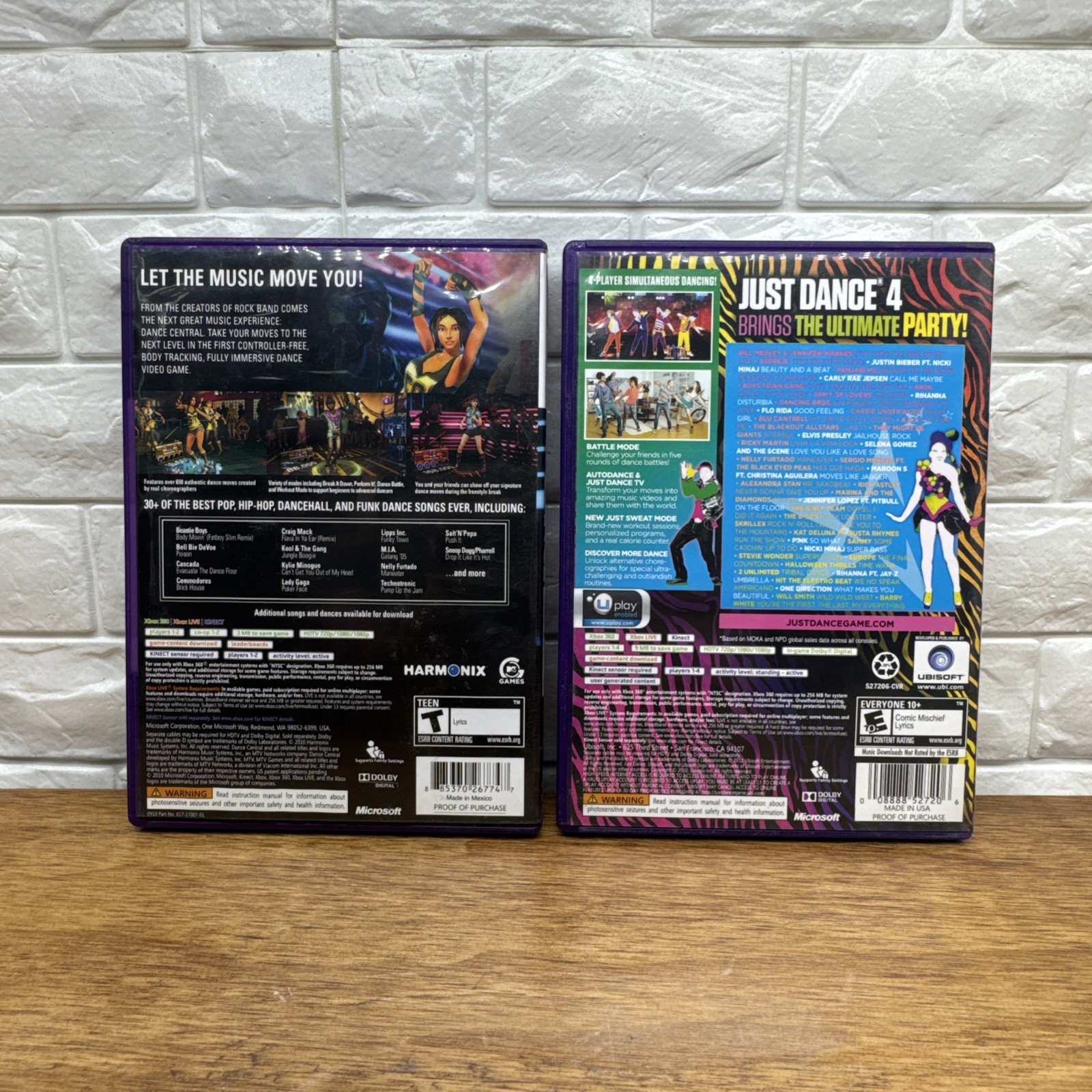 Dance Central 1 & Just Dance 4 Bundle (Microsoft Xbox 360, 2012) Tested Working