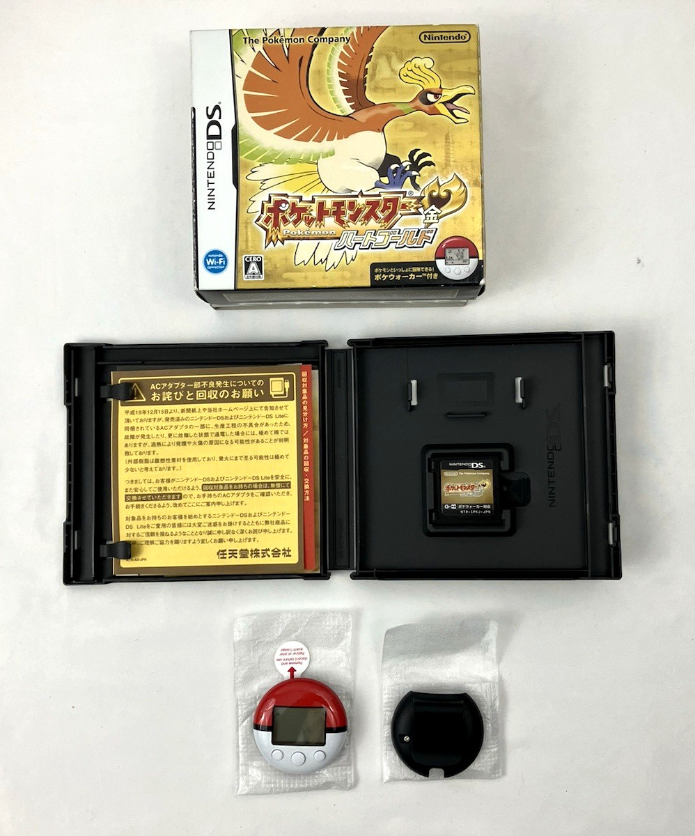 Pokemon HeartGold Version JP Big Box CIB Complete Pokewalker Unused Nintendo DS