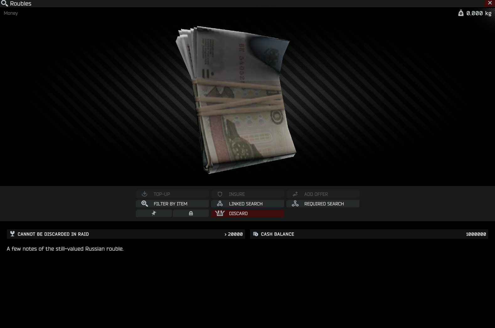 Escape from Tarkov – 10,000,000 Roubles +20% fees PvE 10M 10M EFT 1.0