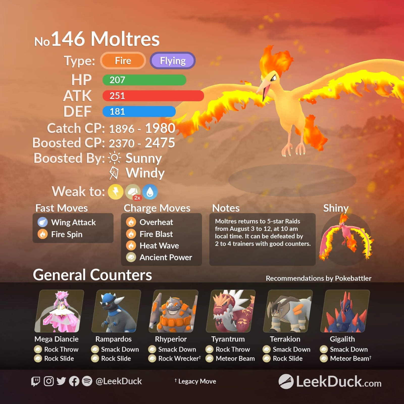 ⚔️ 1x Moltres Raid – Pokémon Go | Fast Delivery 🚀(Not Remote Raid!)