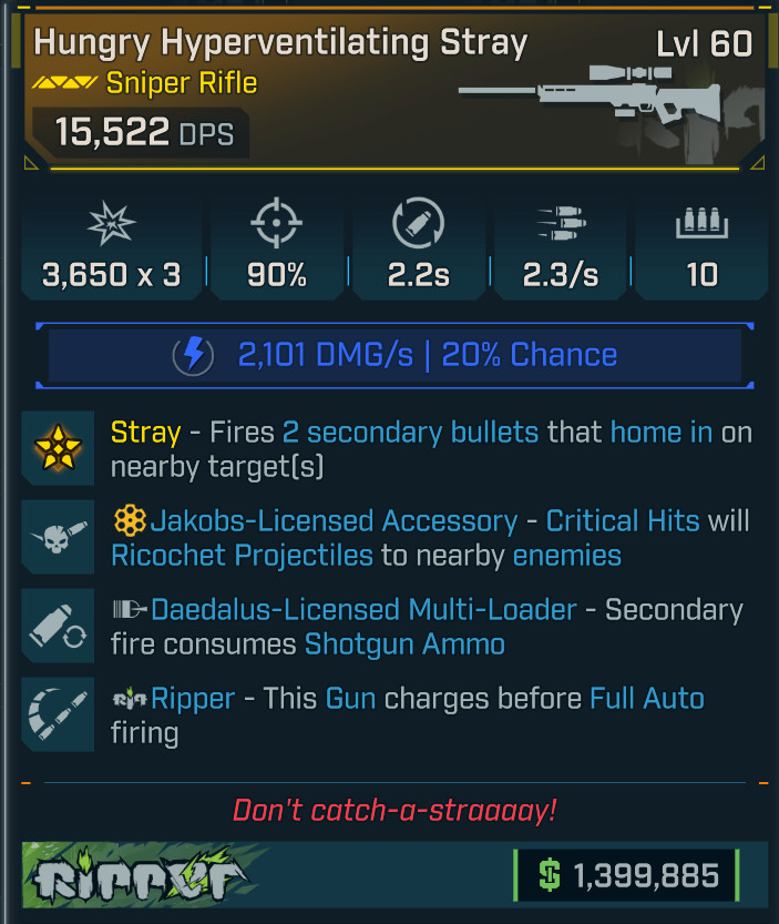 Borderlands 4⭐SHOCK EVISCERATING STRAY SNIPER⭐⭐JAKOBS⭐SHOTGUN AMMO⭐RIPPER