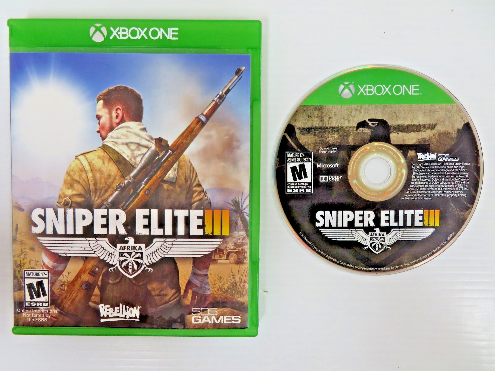 SNIPER ELITE 3 505 GAMES XBOX ONE VIDEO GAME TESTED WORKS