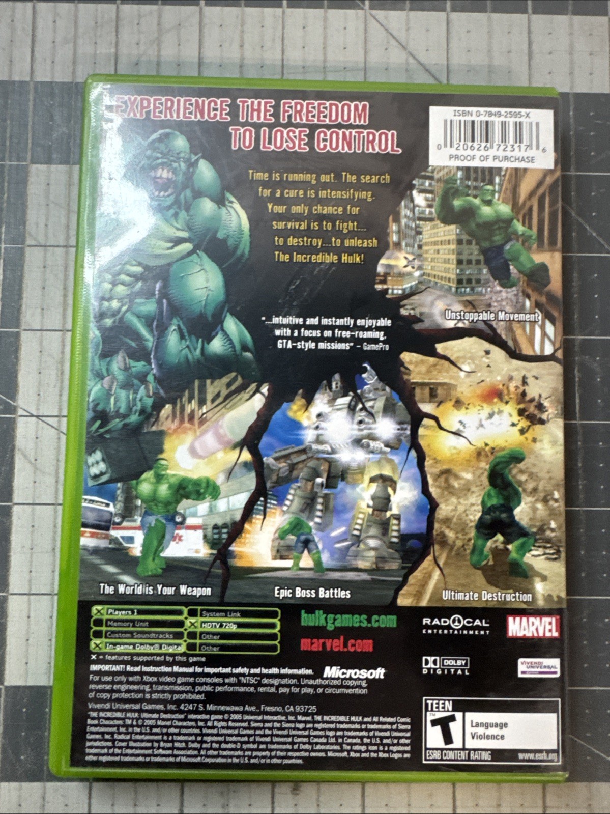 Incredible Hulk Ultimate Destruction Xbox • Complete w/ Manual • Marvel Sierra