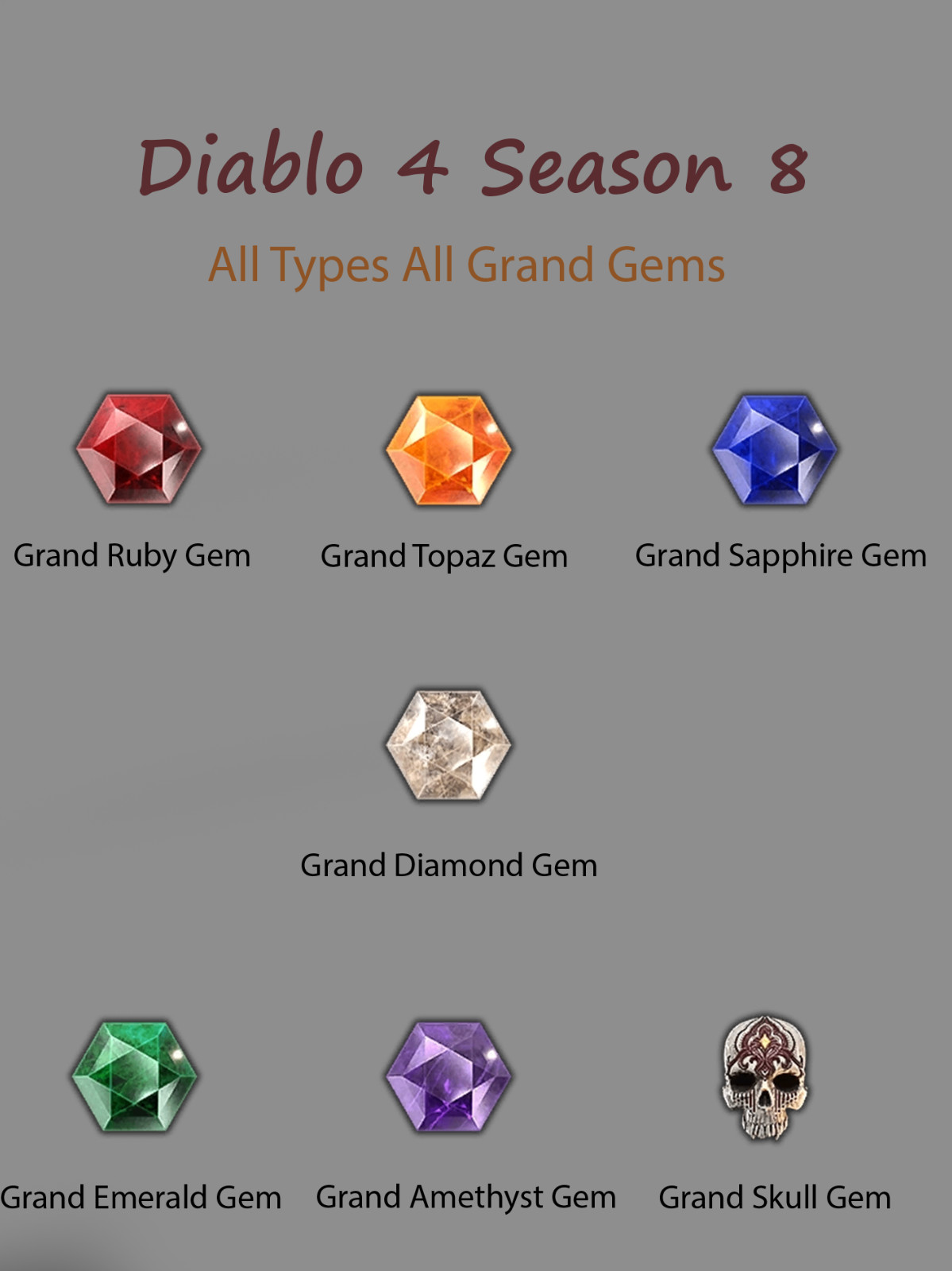 Diablo 4 S8 Season 8 / 2x All Type Grand Gem / Gems