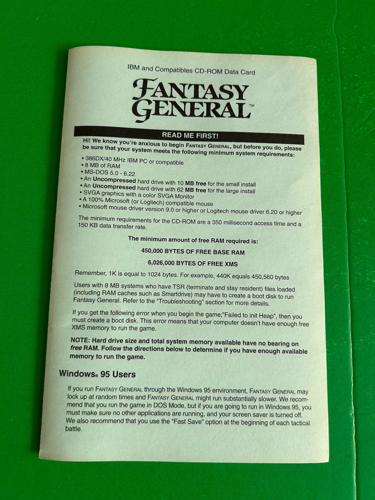 SSI Fantasy General Big Box Strategic Role Playing Game***Plus Strategy Guide***