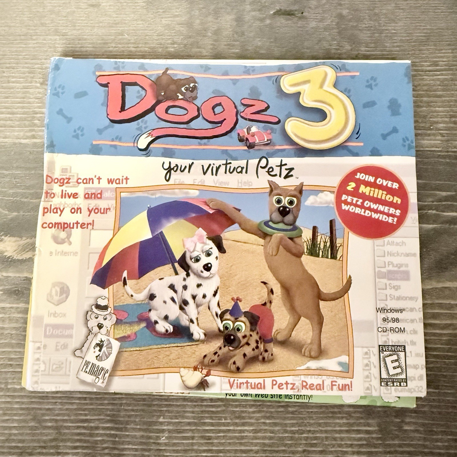 Dogz 3 PC Game 1998 Virtual Pet CD-ROM w/ Case No Manual Win 95/98