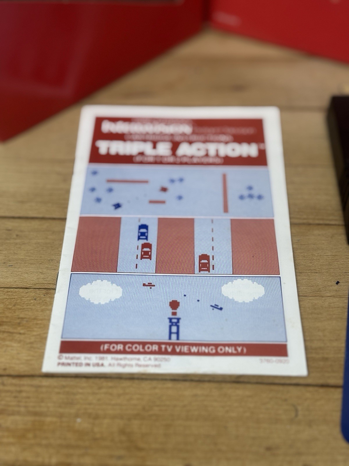 Triple Action Intellivision CIB Manual & Overlay Complete Action Video Game Used