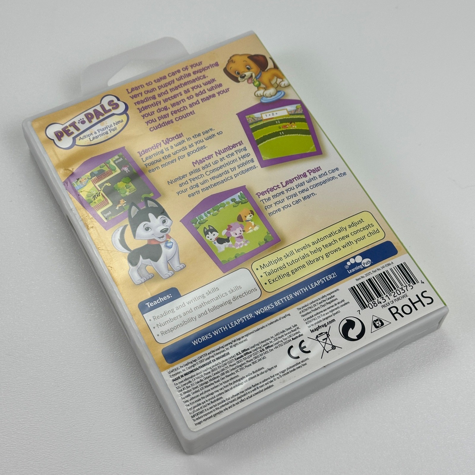 LeapFrog Leapster Pet Pals Learning Game Pre-K-1st Grade Ages 4-7 Case & Manual