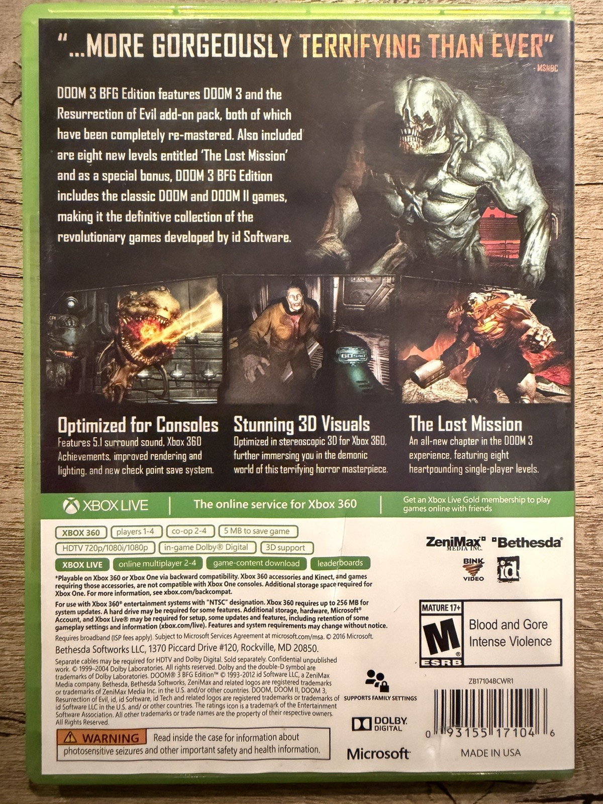 Doom 3 — BFG Edition (Microsoft Xbox 360 & Xbox One, 2012)