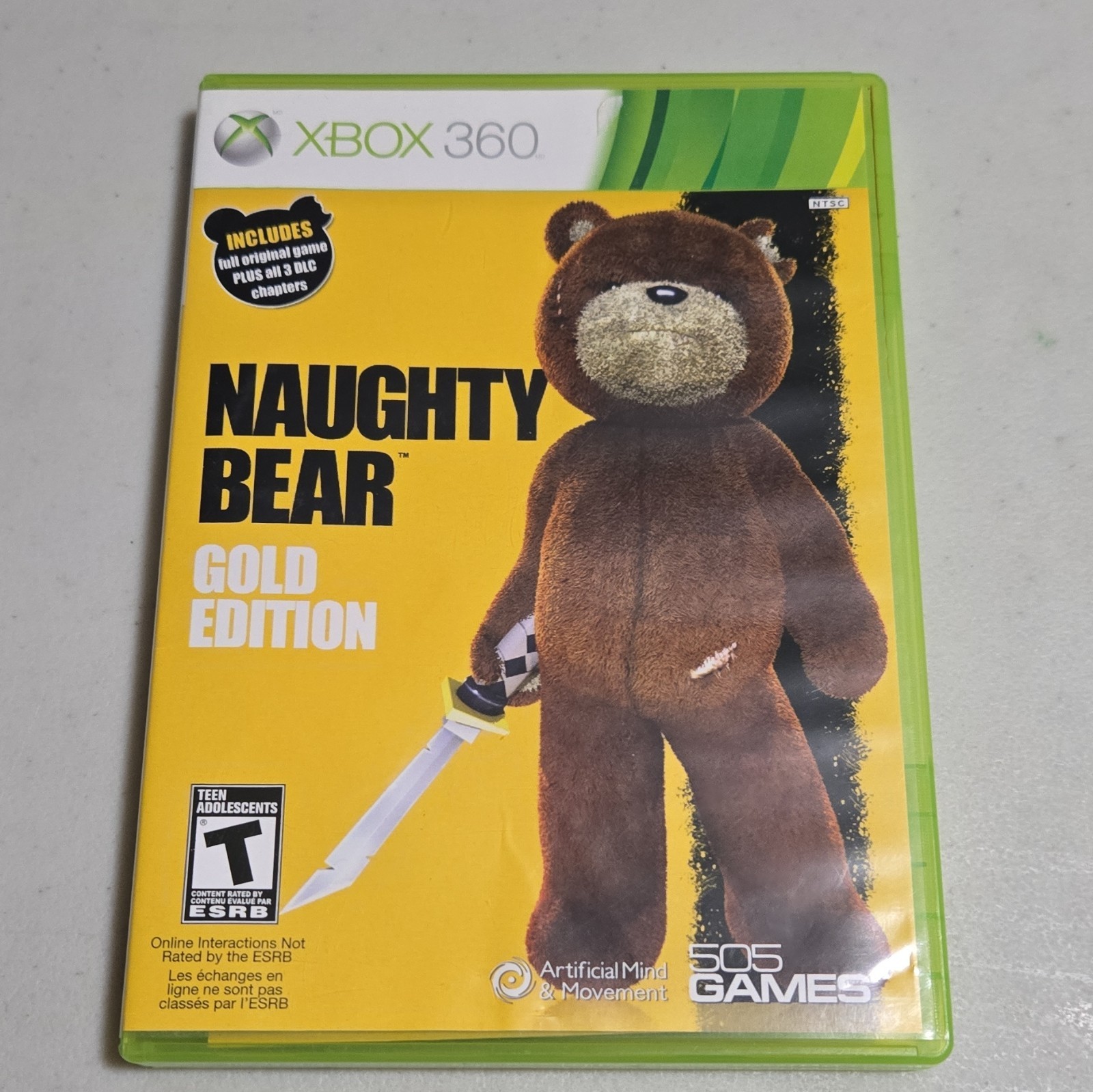 505 Games Naughty Bear: Gold Edition (Xbox 360) CIB, 2010 Tested, Works