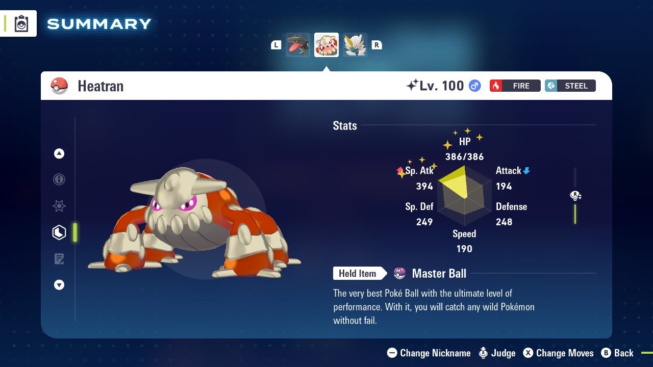Pokemon Legends ZA ✨ 6IV Shiny Legendary Heatran✨Fast 🚀Masterball Held