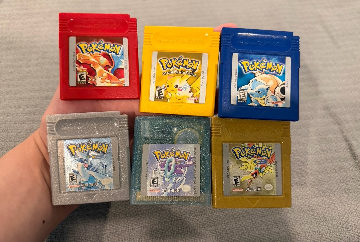 Pokemon Gameboy Color Collection Multiple Games/ Blue,Red,Crystal, Gold, Silver