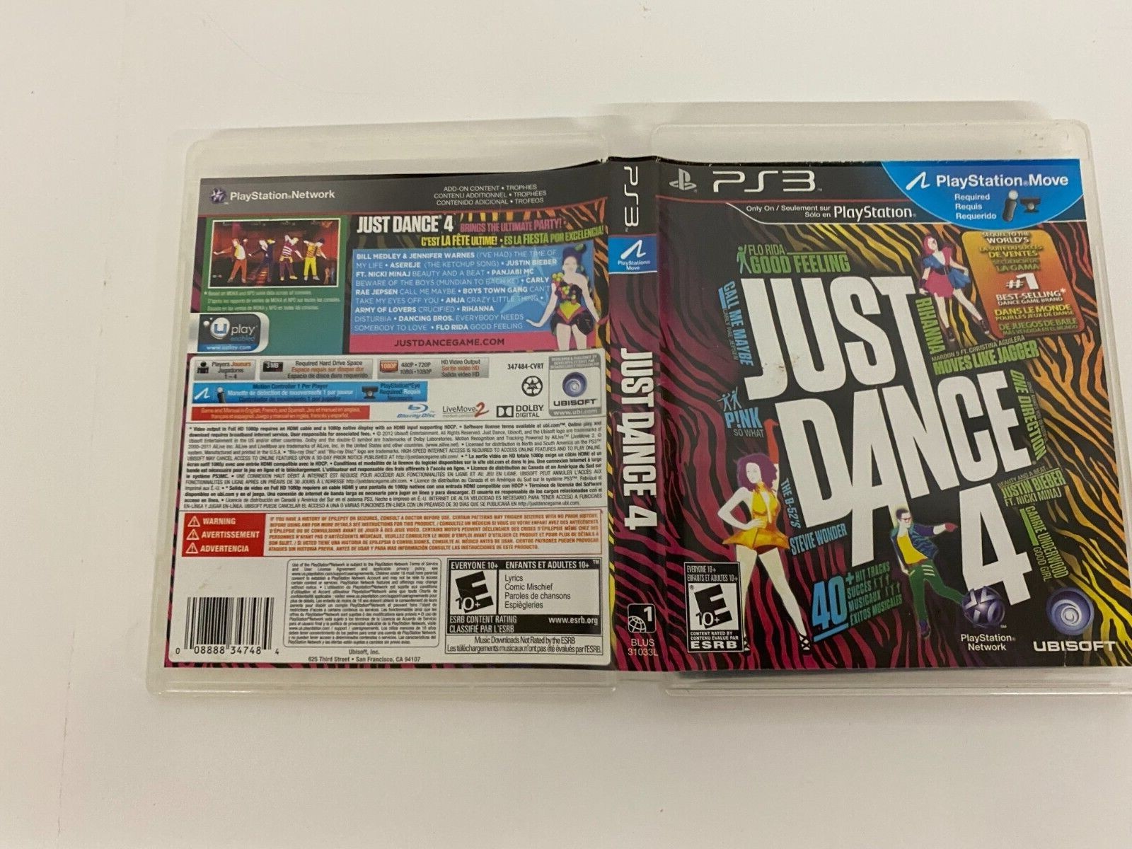 Just Dance 4 (Sony PlayStation 3, 2012) Complete Everyone 10+ Ubisoft