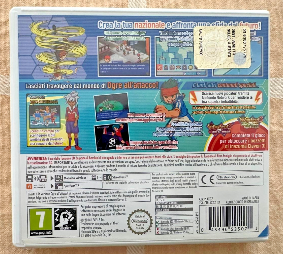 Inazuma Eleven 3 Team Ogre Attacks! Ogre All’attacco Nintendo 3DS PAL ENG Italia