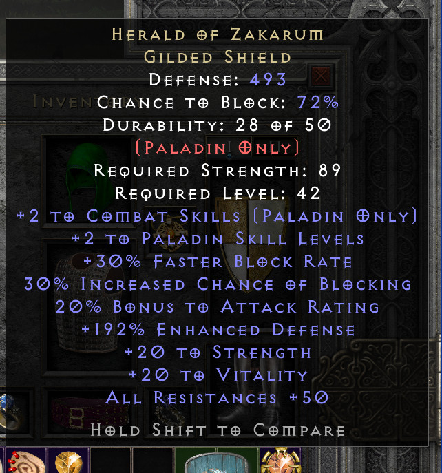 D2R: Diablo 2 Resurrected- 192% ED Herald of Zakarum Shield HOZ – PC – SC NL