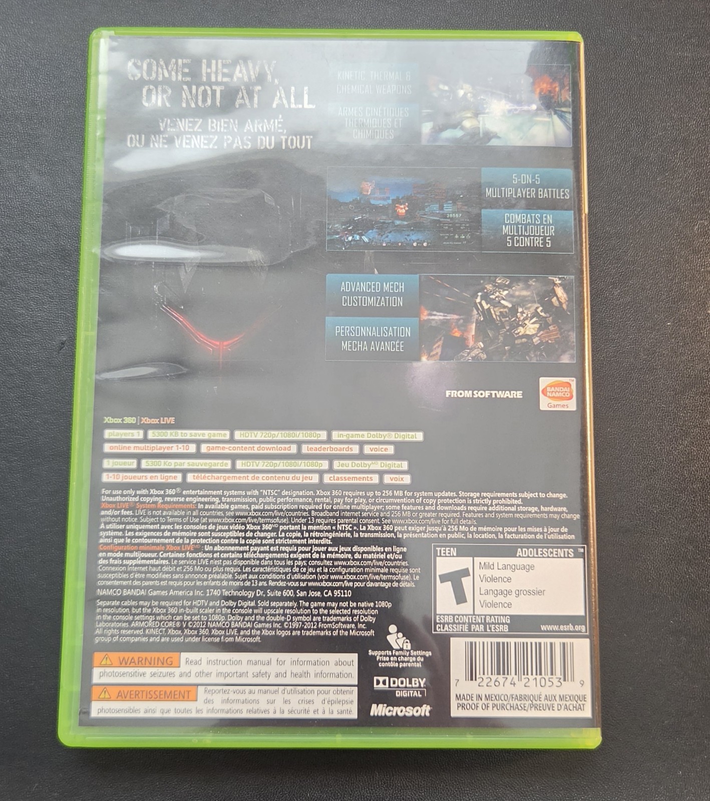 Armored Core V (Microsoft Xbox 360, 2012) – CIB – TESTED – WORKING