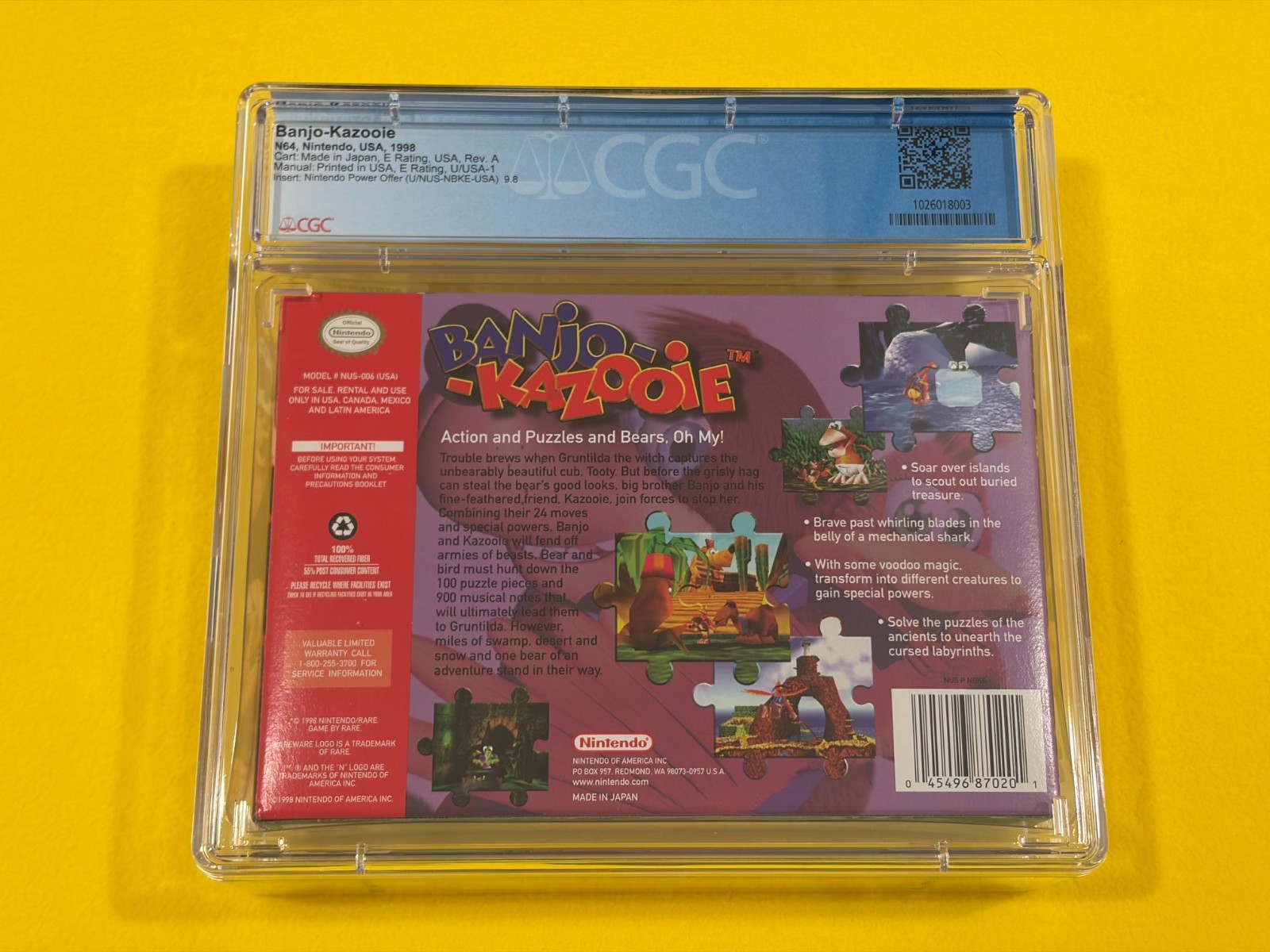 Banjo-Kazooie (CGC 9.8-9.9 CIB, STUNNING!!!) Nintendo 64 N64 not WATA PSA VGA