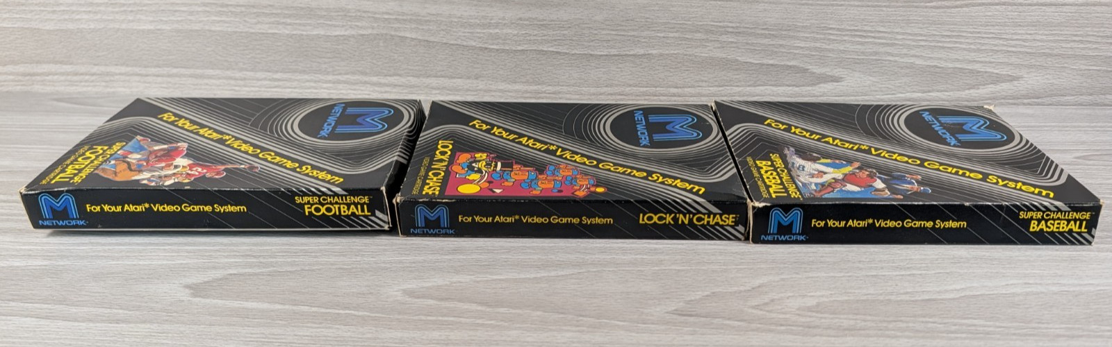 Super Challenge Football/Baseball, Lock ‘n Chase M Network Bundle Atari 2600 Lot
