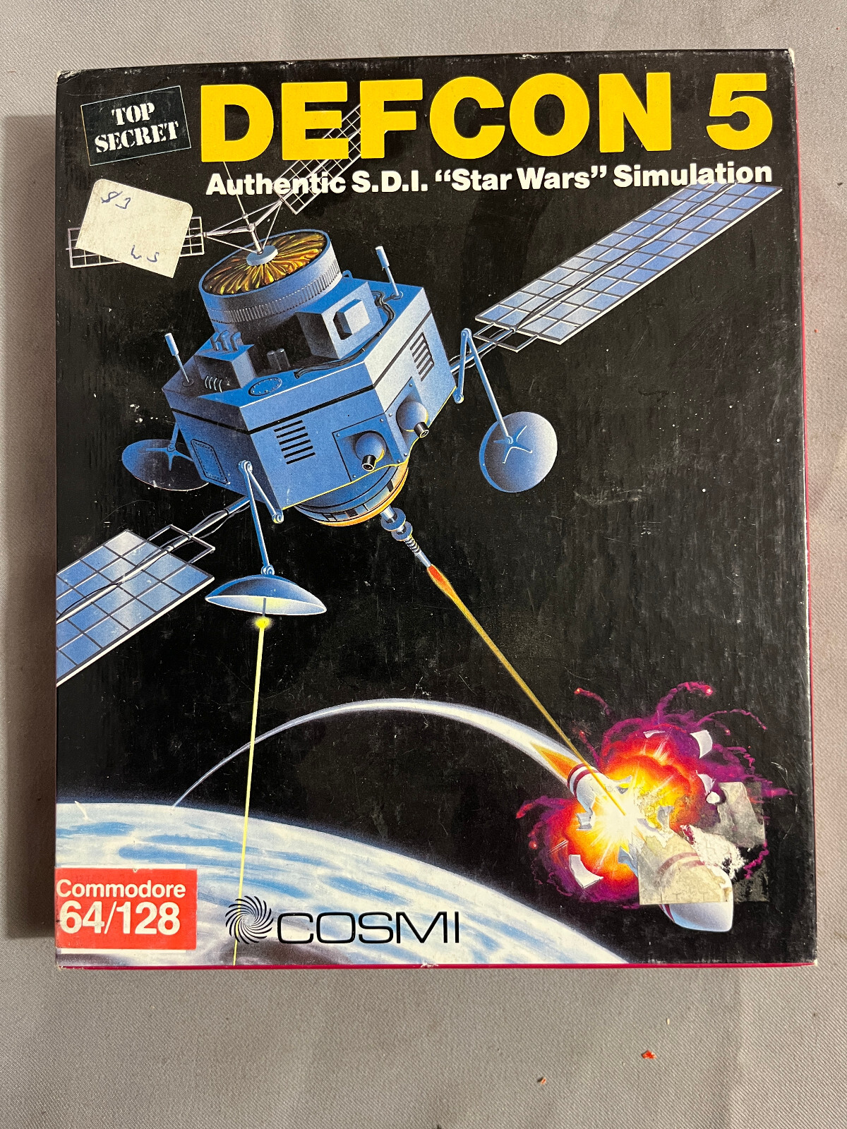 Defcon 5 Space Laser SDI Simulation Game C64/128 Disk 1987 used/tested Cosmi