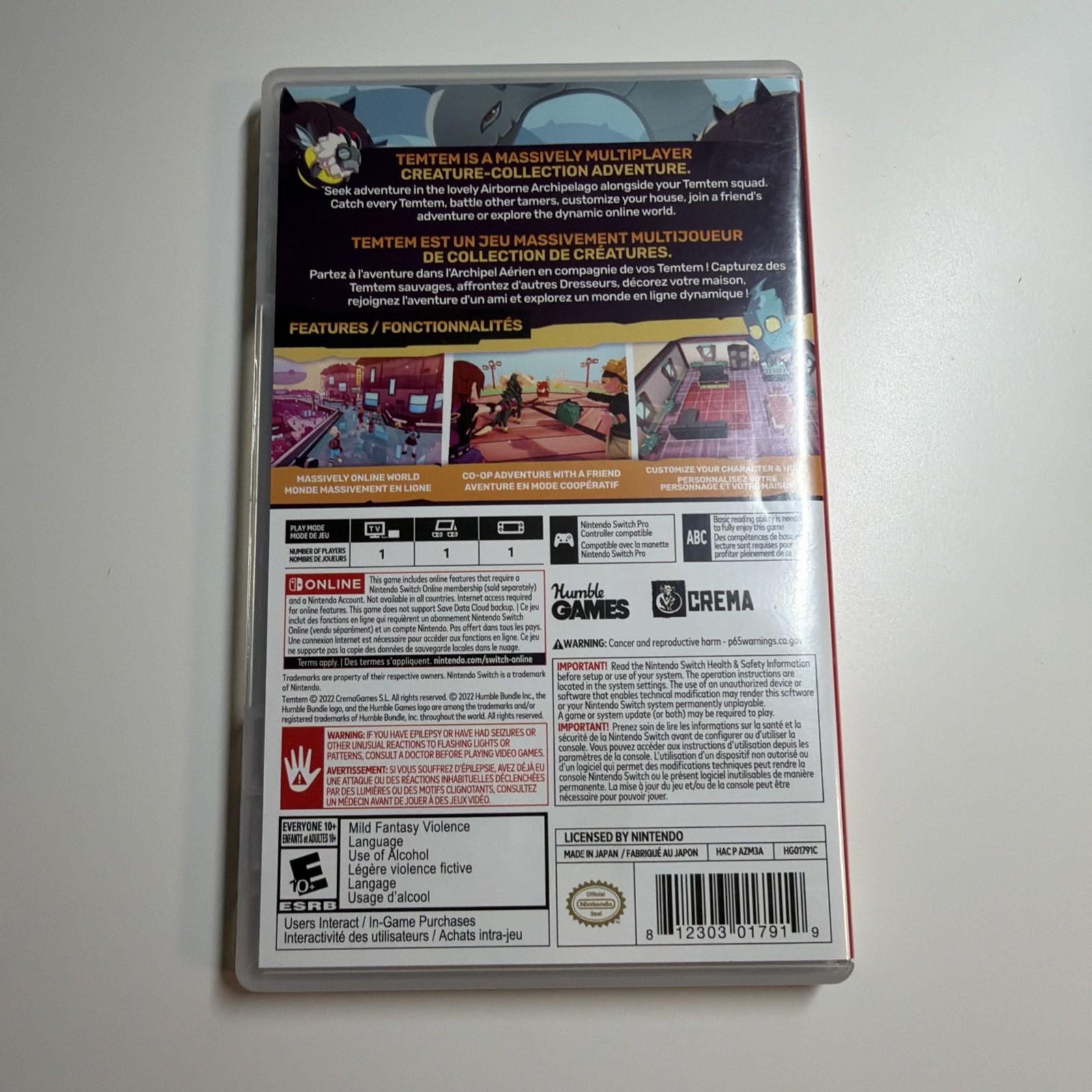 Temtem Nintendo Switch Game w/Case- see description