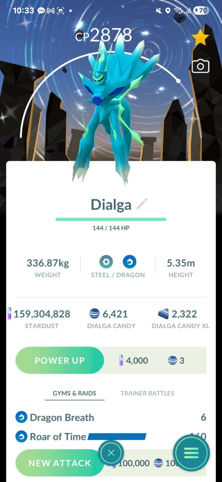 Shiny Dialga Origin Form Global BG-Spacial Rend-50lv-3moves