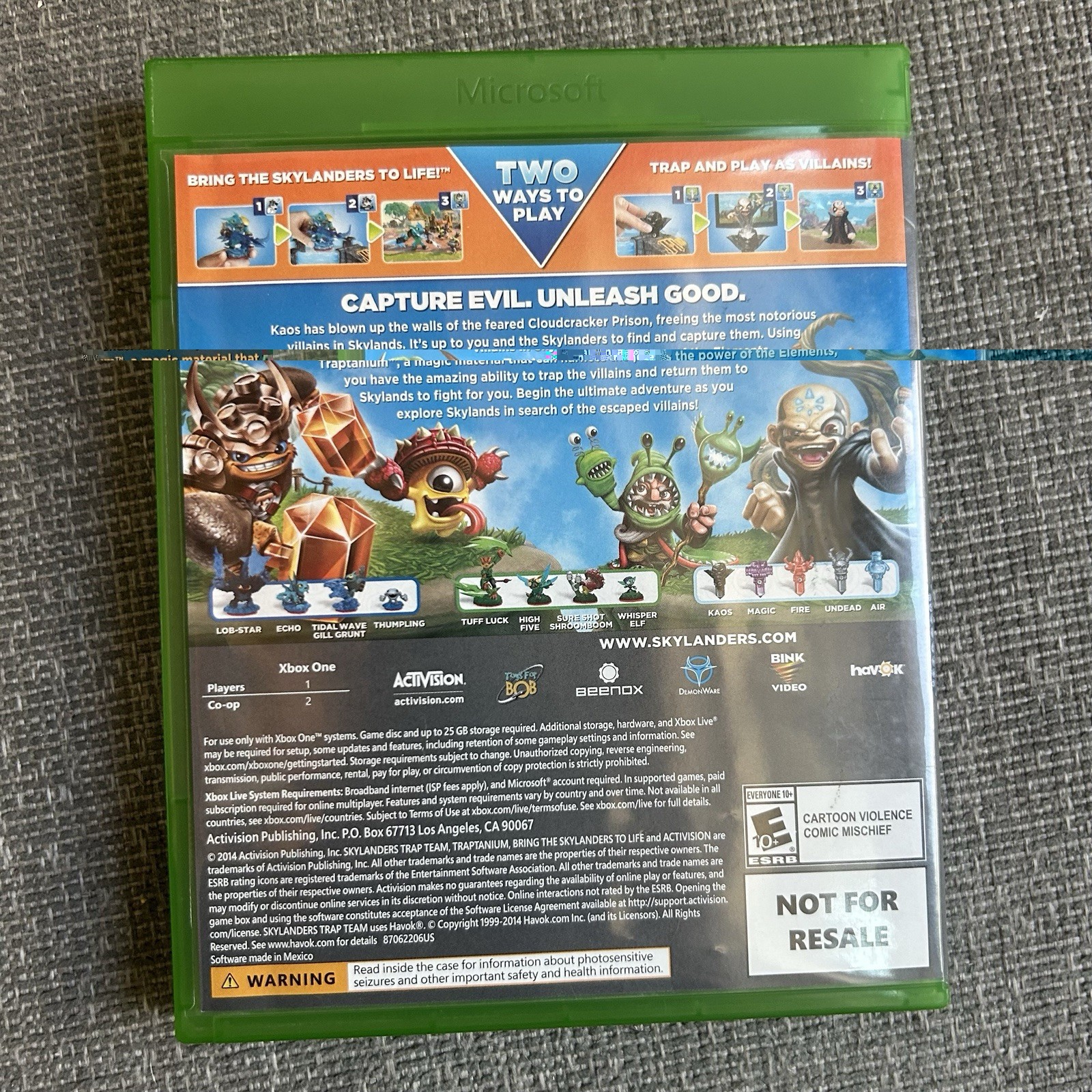 Skylanders Trap Team (Microsoft Xbox One, 2014) Game And Case