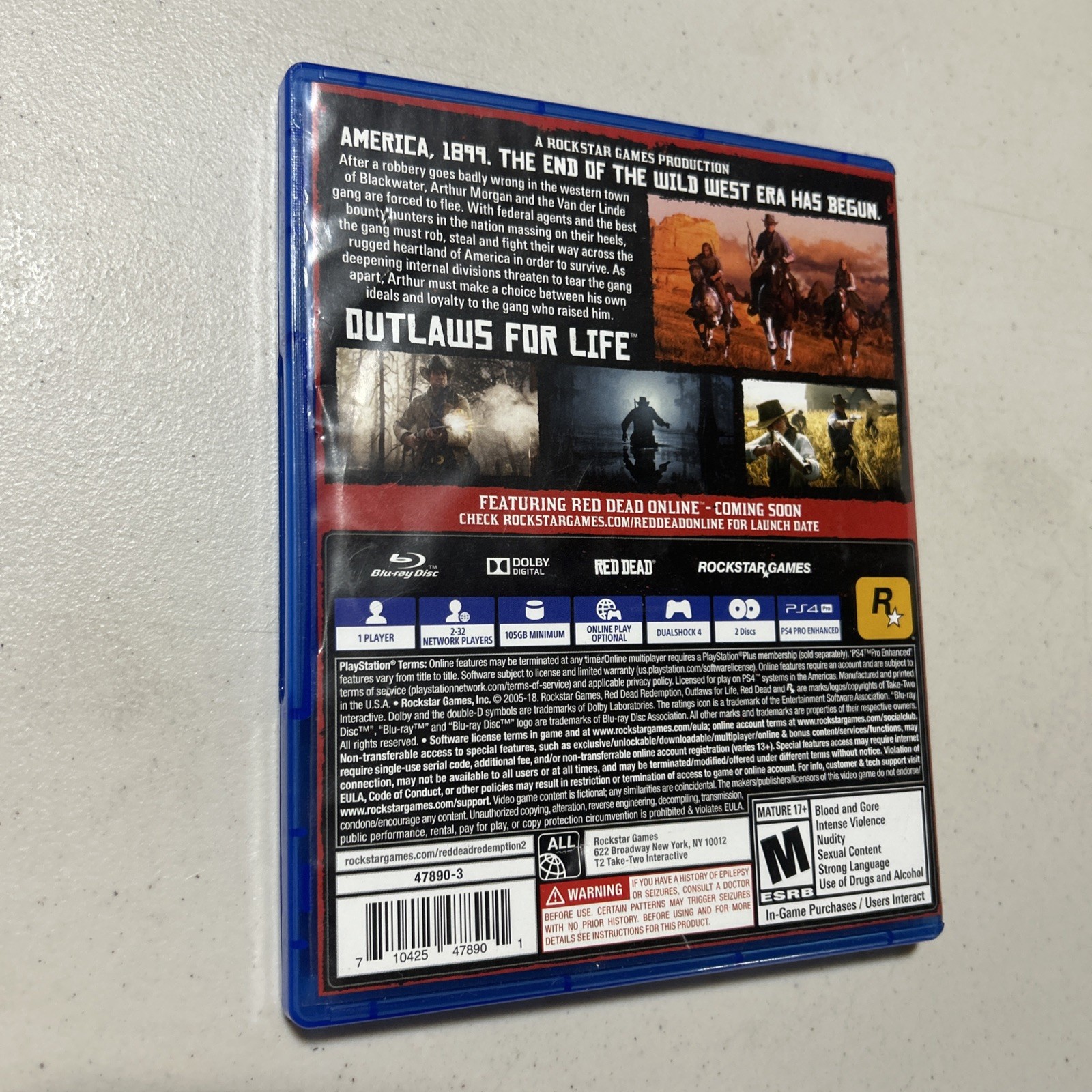 Rockstar Games Red Dead Redemption II PS4 Data Disc only + case + map