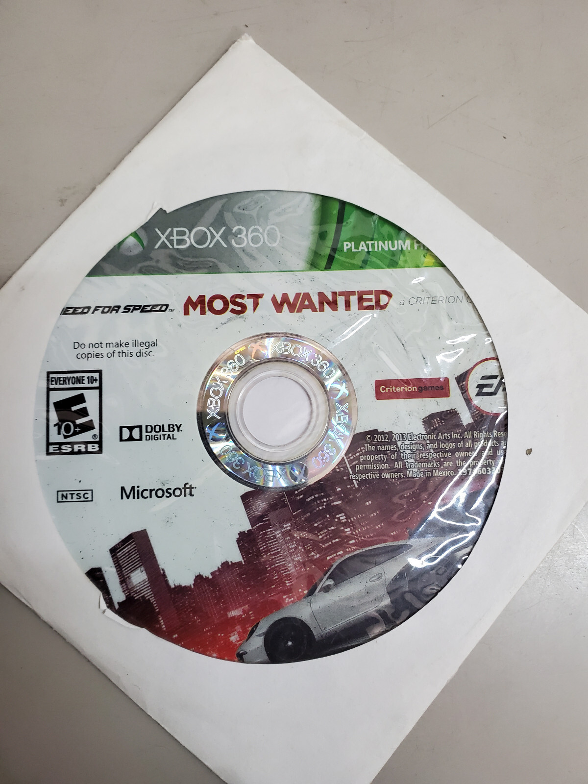Need for Speed: Most Wanted 2012 (Platinum Hits) Xbox 360 Disc only Tested