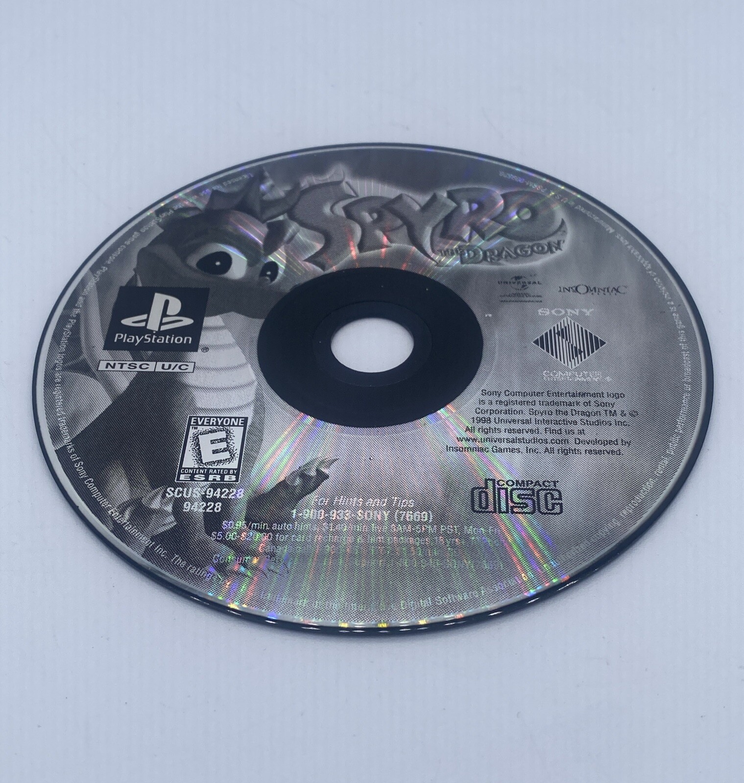 Spyro the Dragon PlayStation 1, 1998 DISC ONLY Tested Works