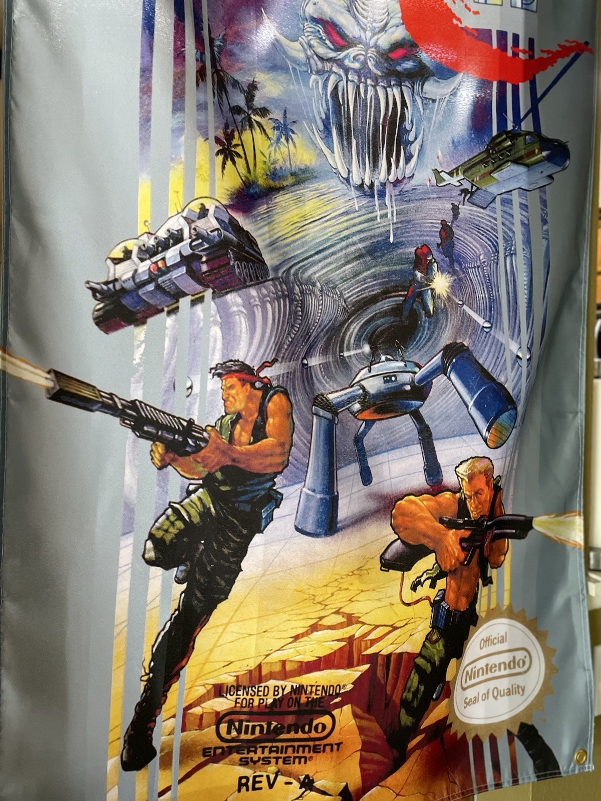Super C Nintendo NES 5ft Box Art Flag 1990 Contra Konami Poster