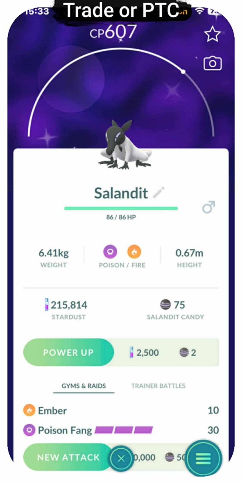 Pokemon Shiny Salandit (Gender is Male or Female) – Pls read order description