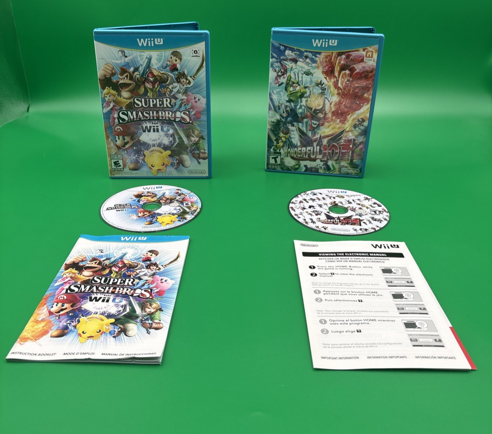 Nintendo Wii U Super Smash Bros and The Wonderful 101. W/Manuals