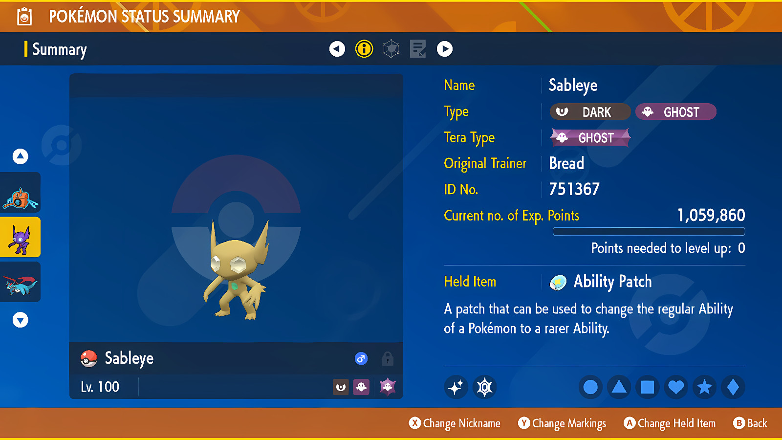 SABLEYE ✨ SHINY 6IV ✨ Pokemon SCARLET and VIOLET lv100 Battle Ready +EV Trained