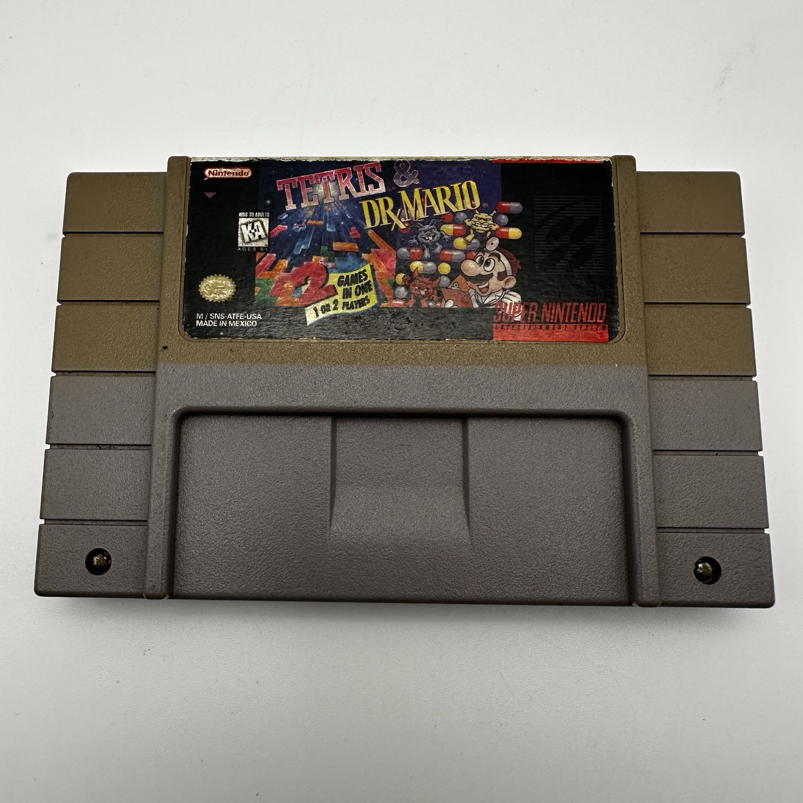 Tetris & Dr Mario Super Nintendo SNES Game Cartridge Authentic