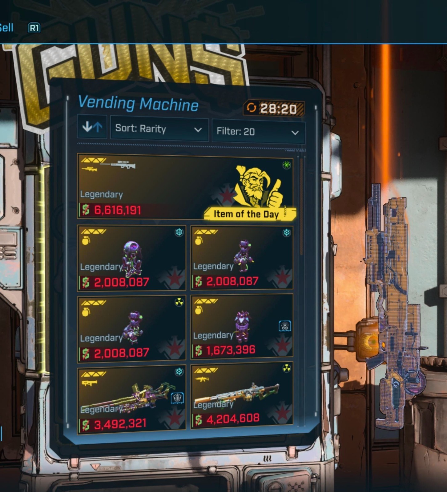 Borderlands 4 | Modded Vending Machine Full of Legendary Weapons | for 5 minutes