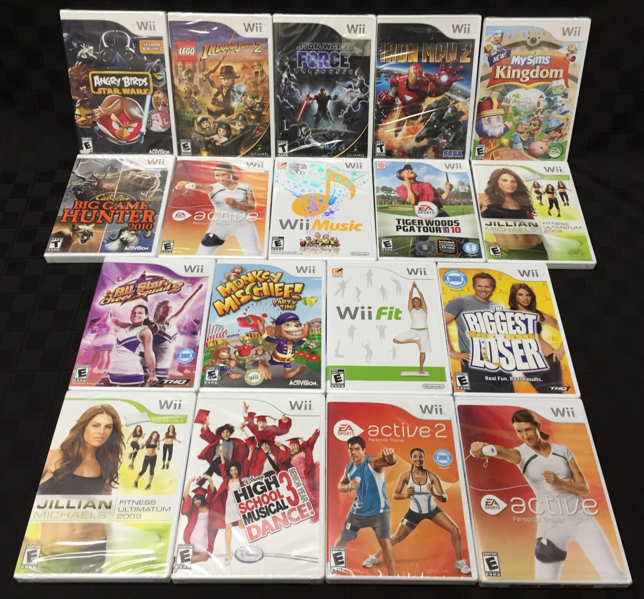 LOT of 18 NEW sealed NINTENDO WII Games STAR WARS Angry Birds MUSIC Lego BUNDLE