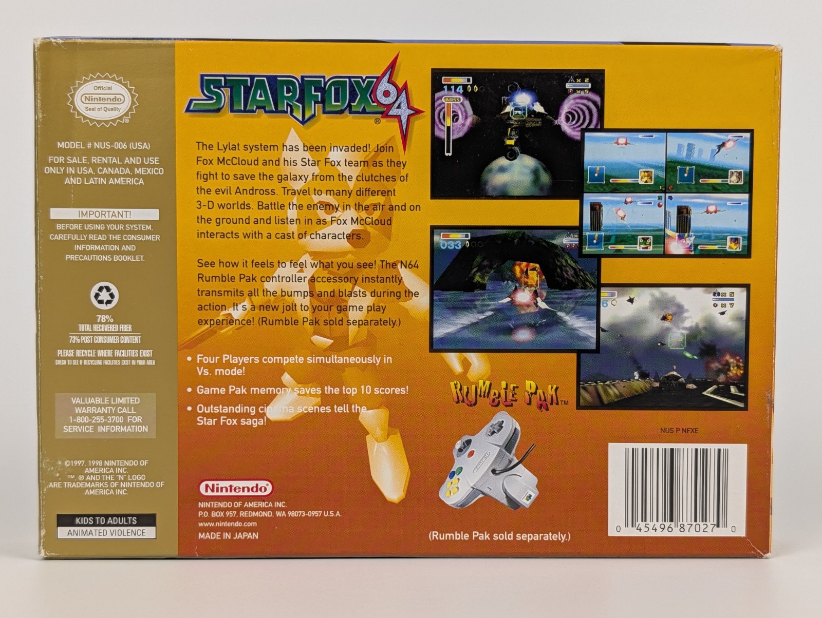 Star Fox 64 (N64 Nintendo 64, 1997)➡️CIB Complete – AUTHENTIC – Tested🔥
