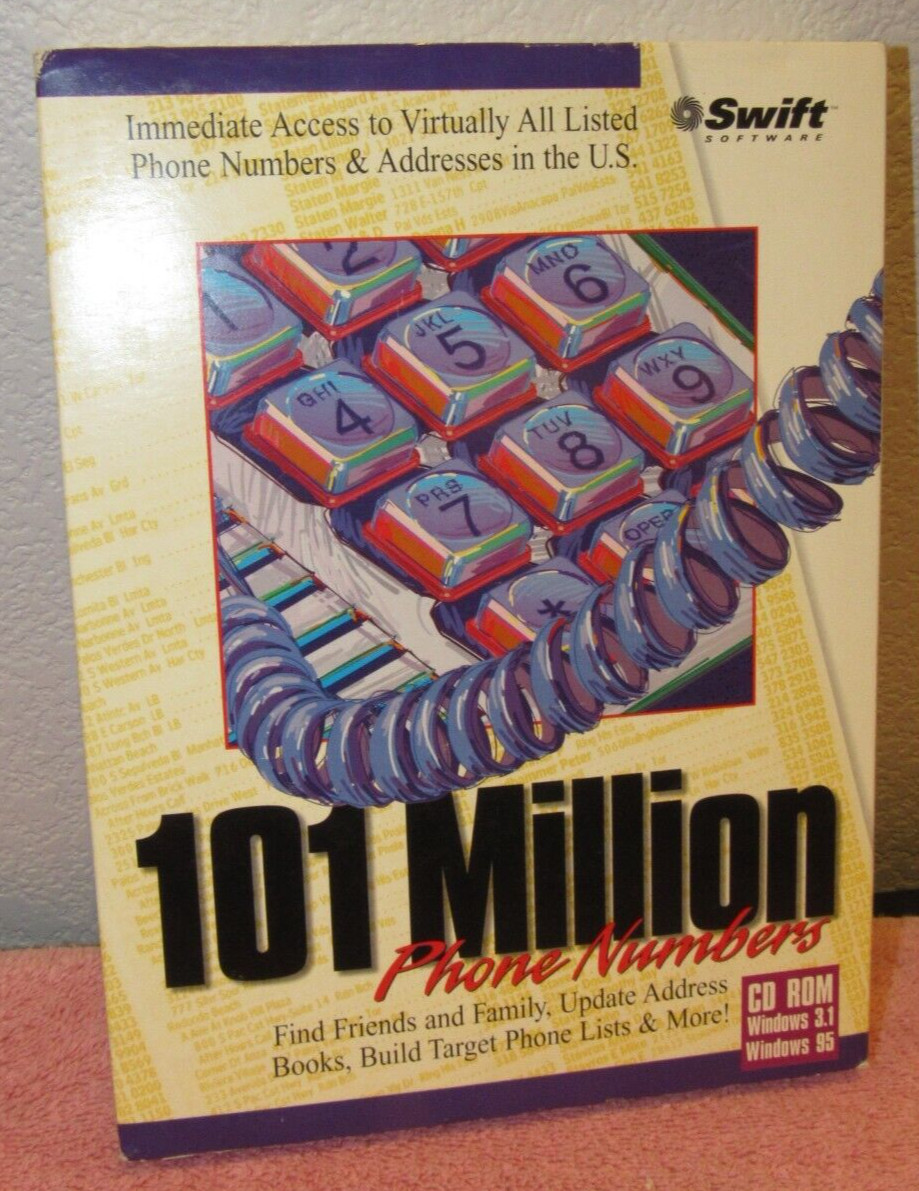 1997 101 Million Phone Numbers PC CD Rom Windows 3, Windows 95 – Swift Software