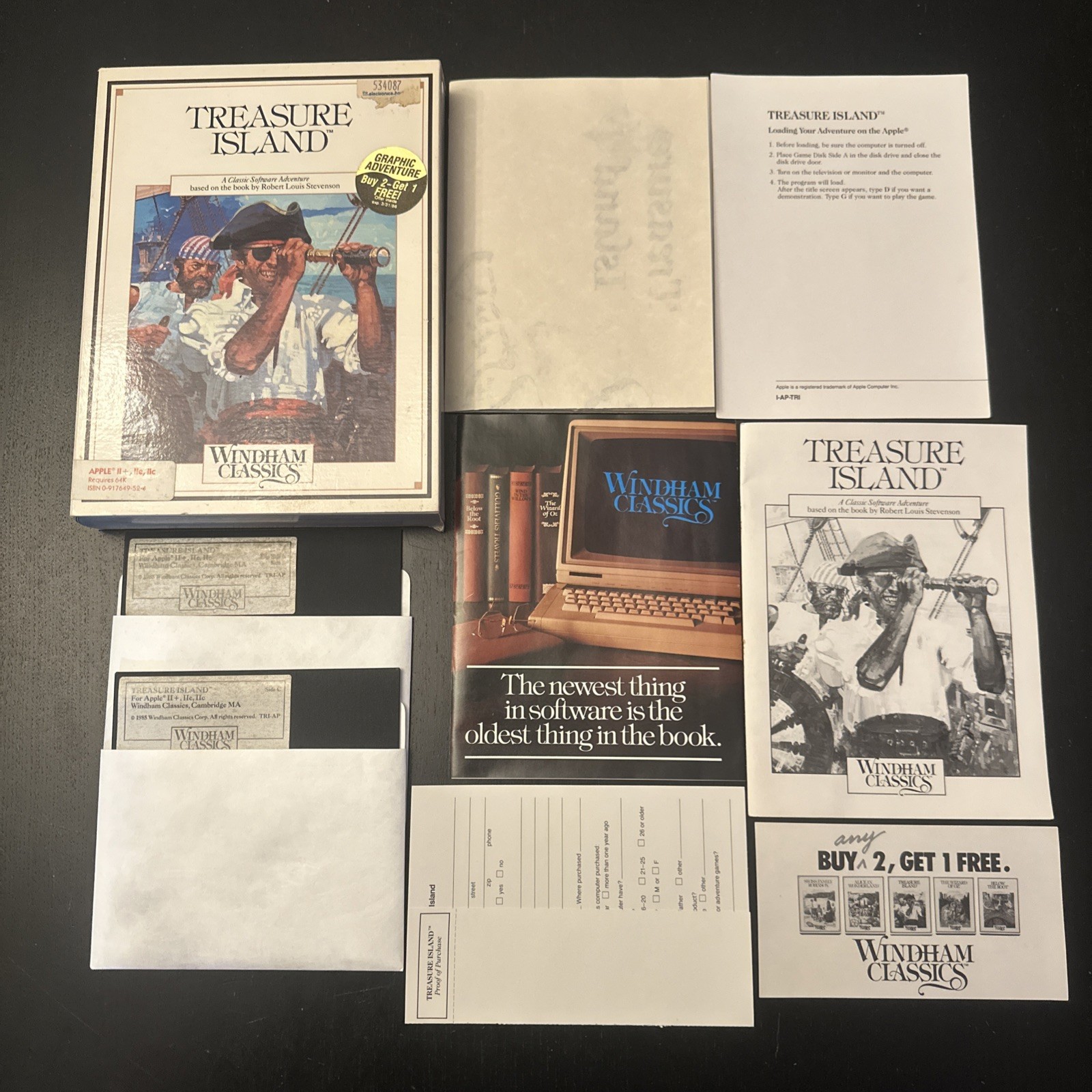 Treasure Island Apple II 2 Windham Classics 1985 See Description