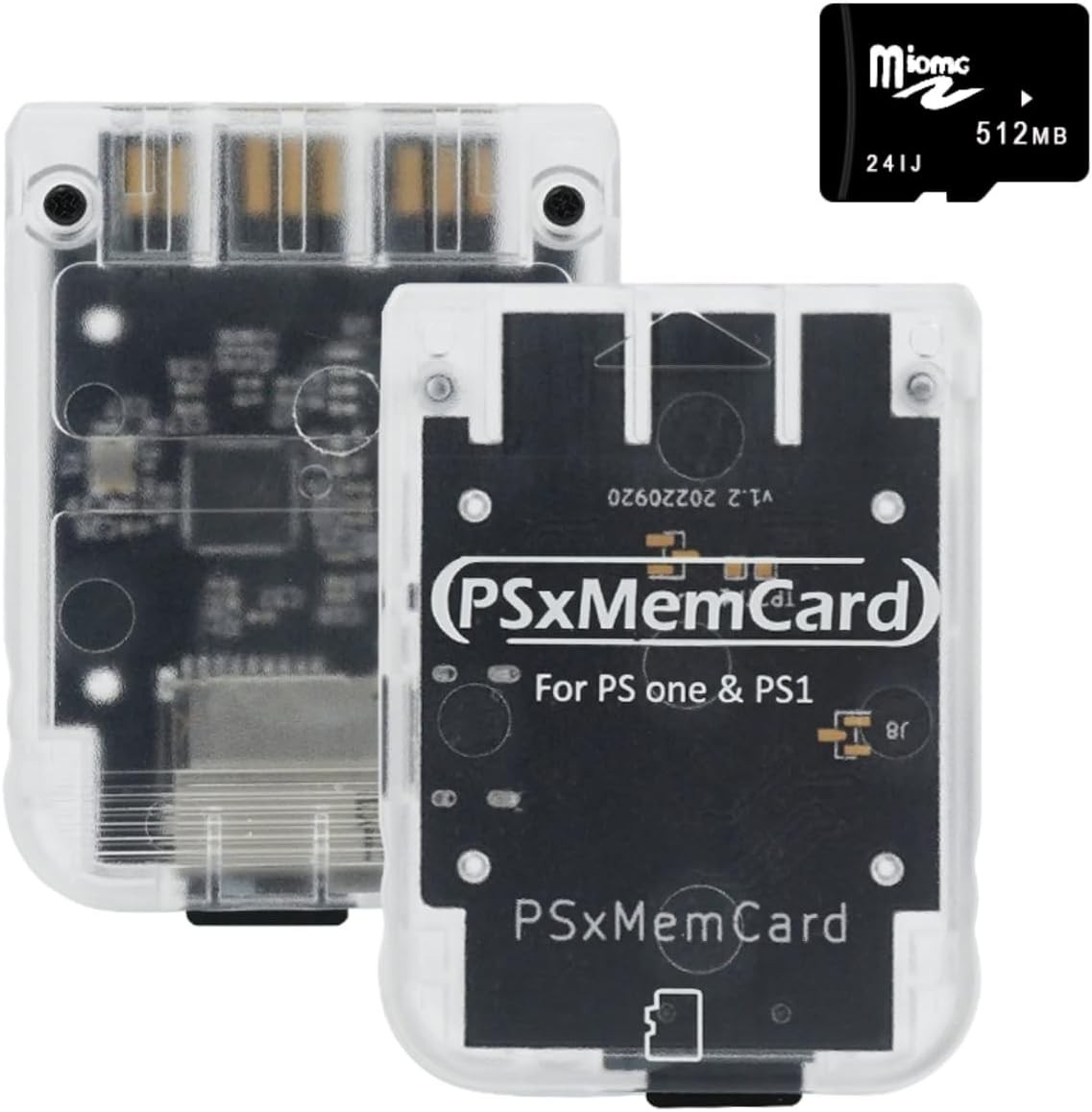 PSxMemCard PS1 Memory Card – Supports Firmware Upgrade, Saves Game Tran-White