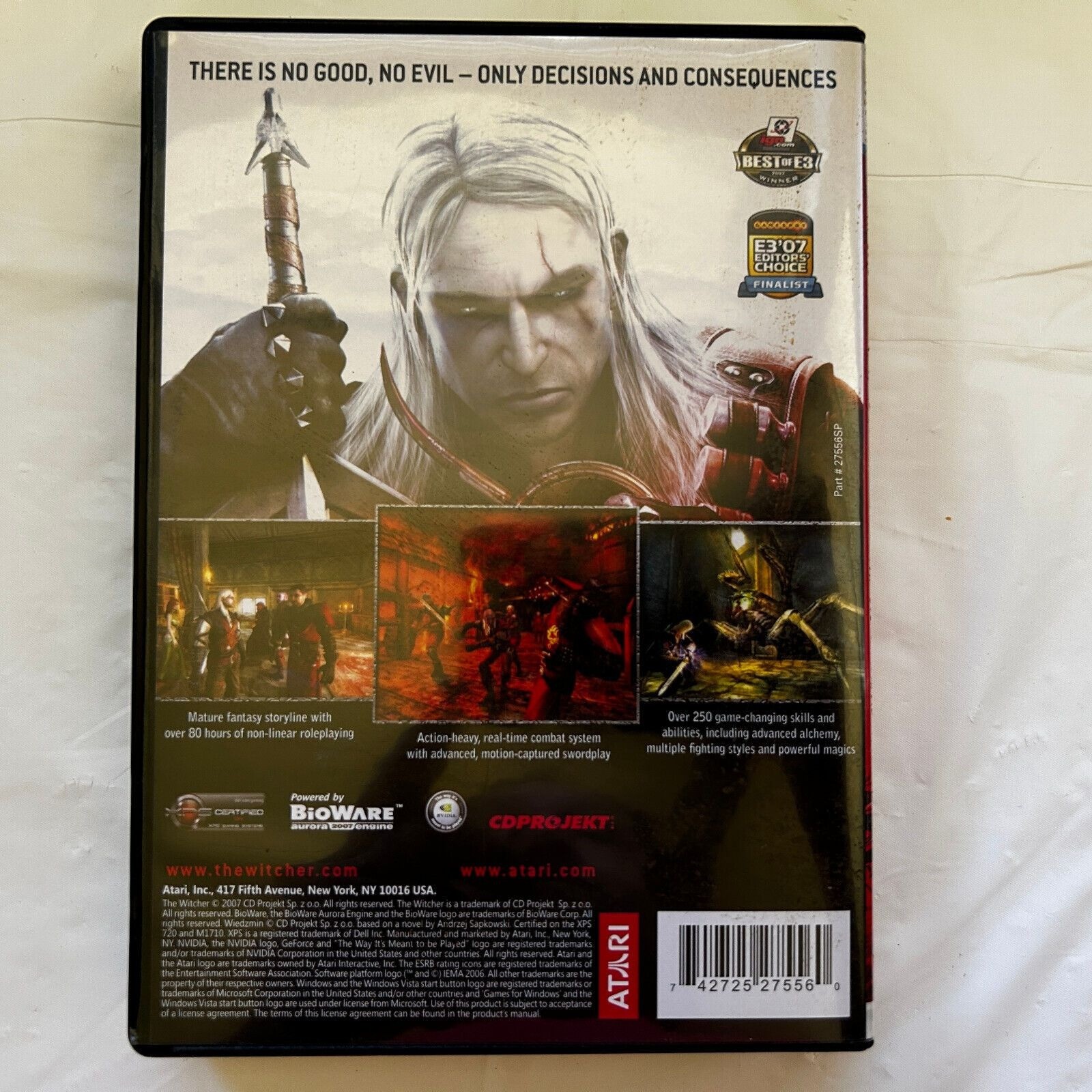 The Witcher Role Playing Game For Windows PC DVD 2007 Red Box Cover
