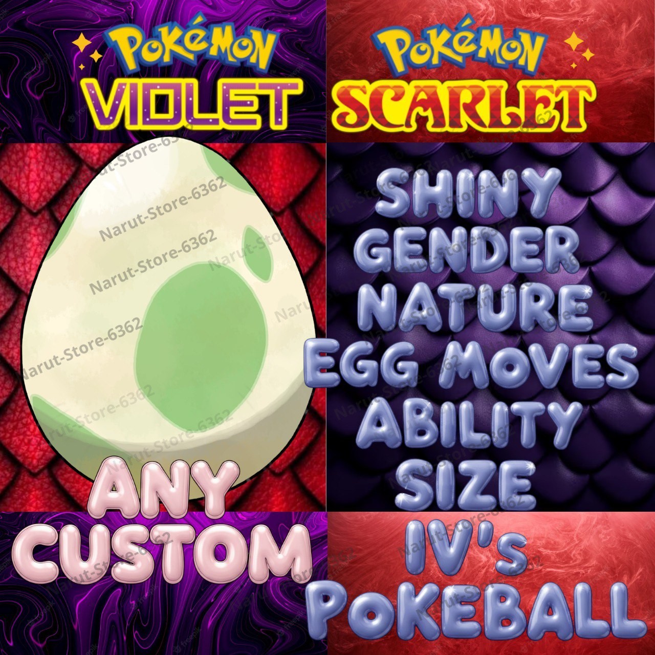 ANY CUSTOM SHINY EGG🔥SHINY OR NON SHINY🌟 CUSTOM FOR POKEMON SCARLET AND VIOLET