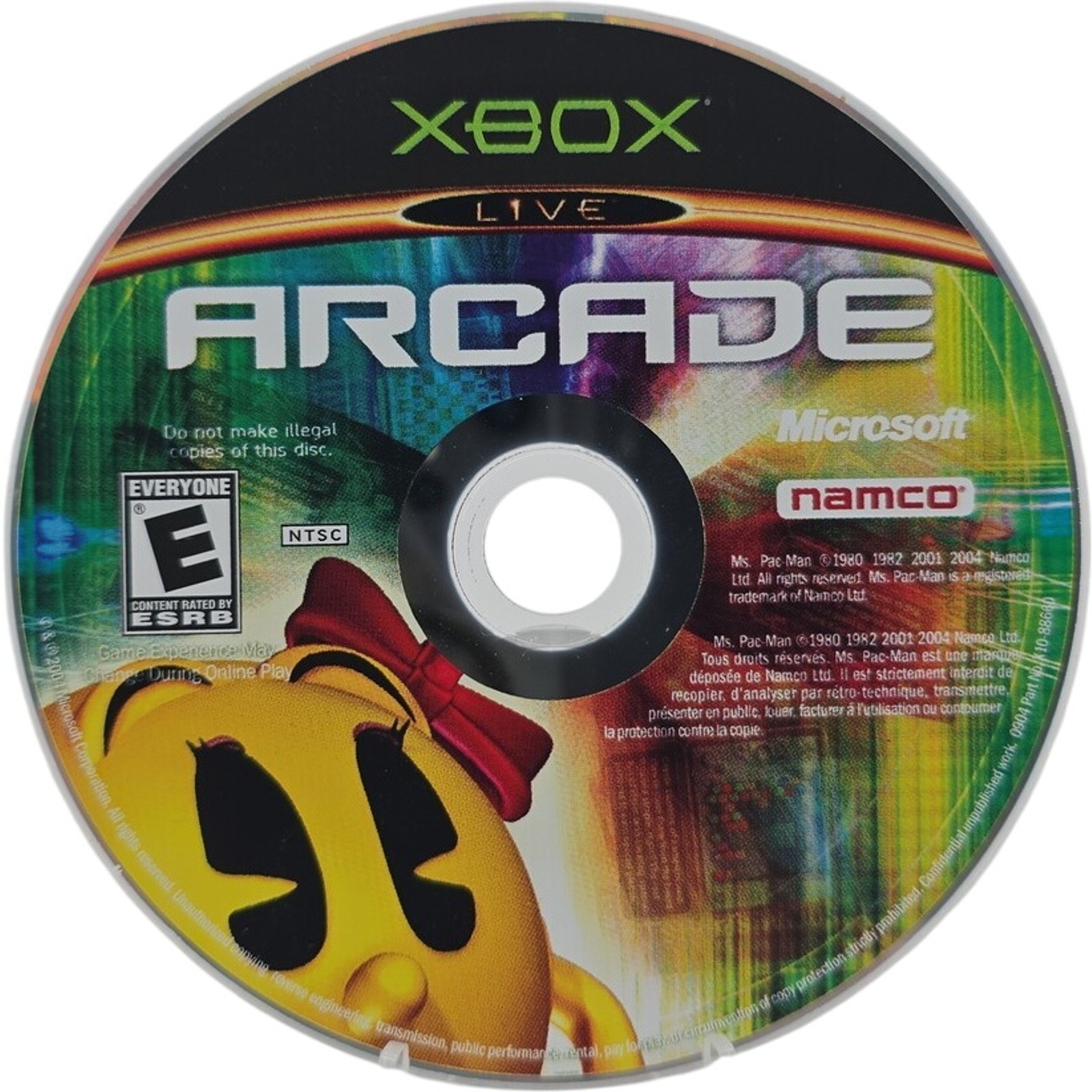Xbox Live Arcade Disc Only Microsoft Namco Ms Pac-Man Tested and Working
