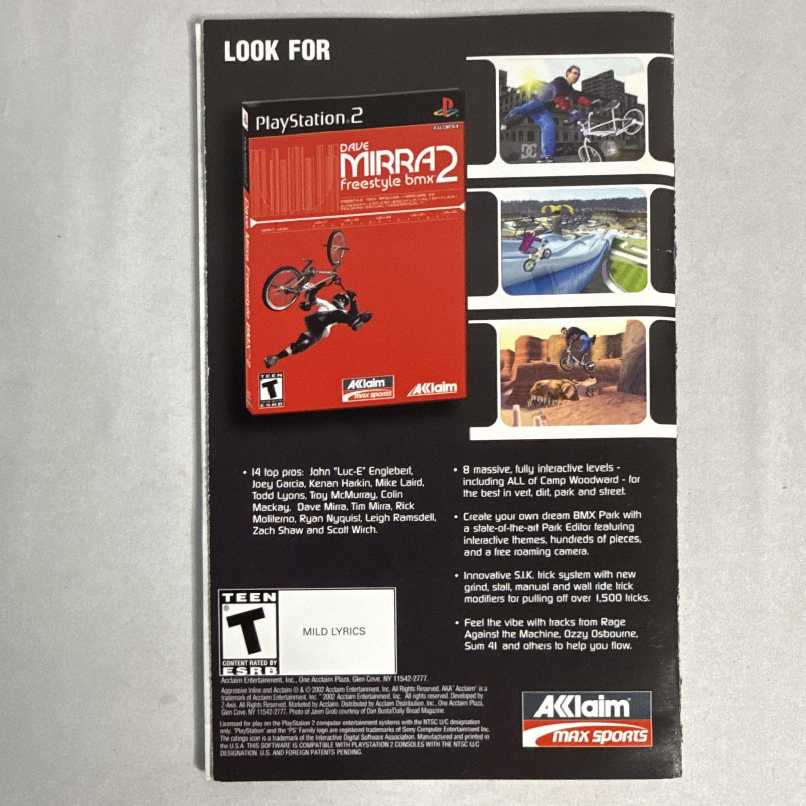 Acclaim Aggressive Inline (PS2, 2002) NTSC-U/C T Sports w/ Manual