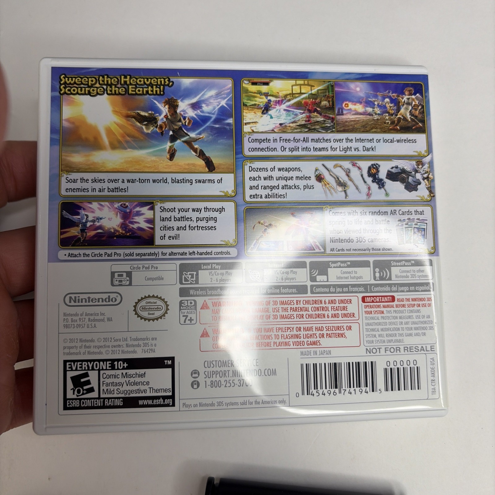 Kid Icarus: Uprising (Nintendo 3DS, 2012) Big Box -CIB Complete Stand