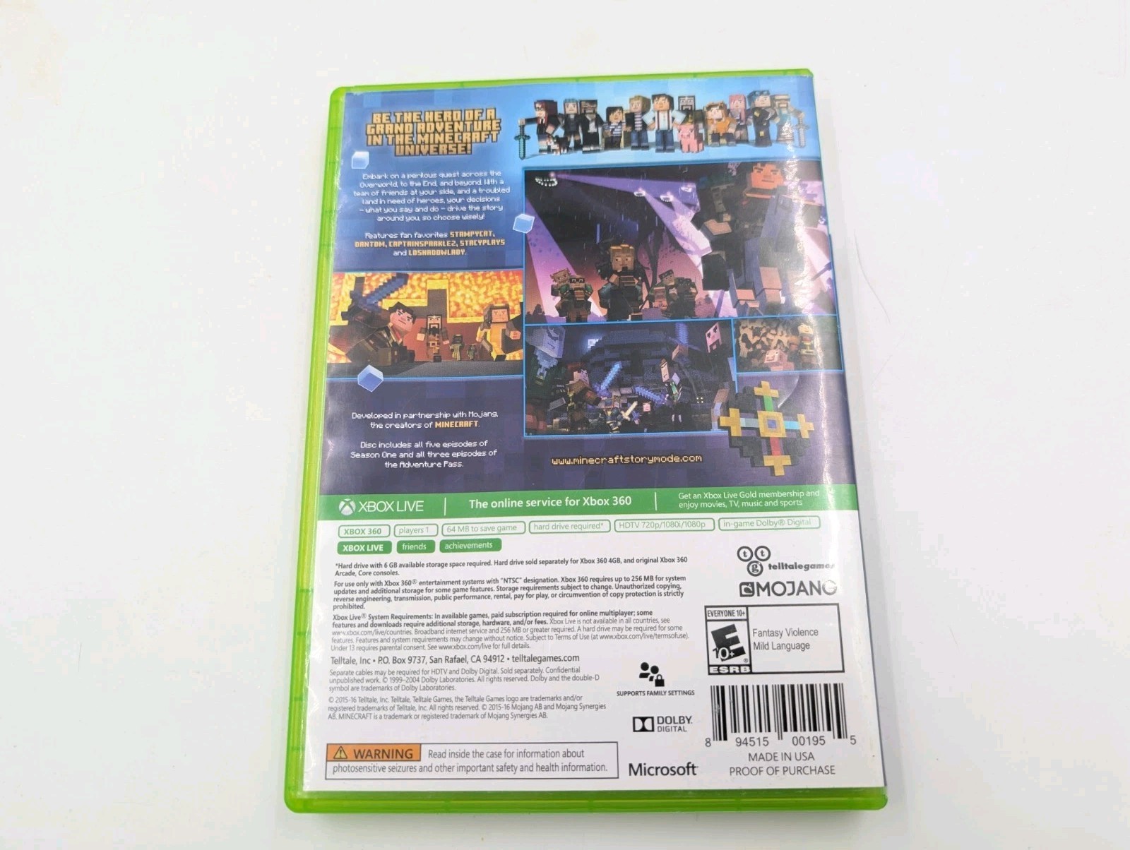 Minecraft: Story Mode Complete Adventure (Microsoft Xbox 360, 2004) (260156)