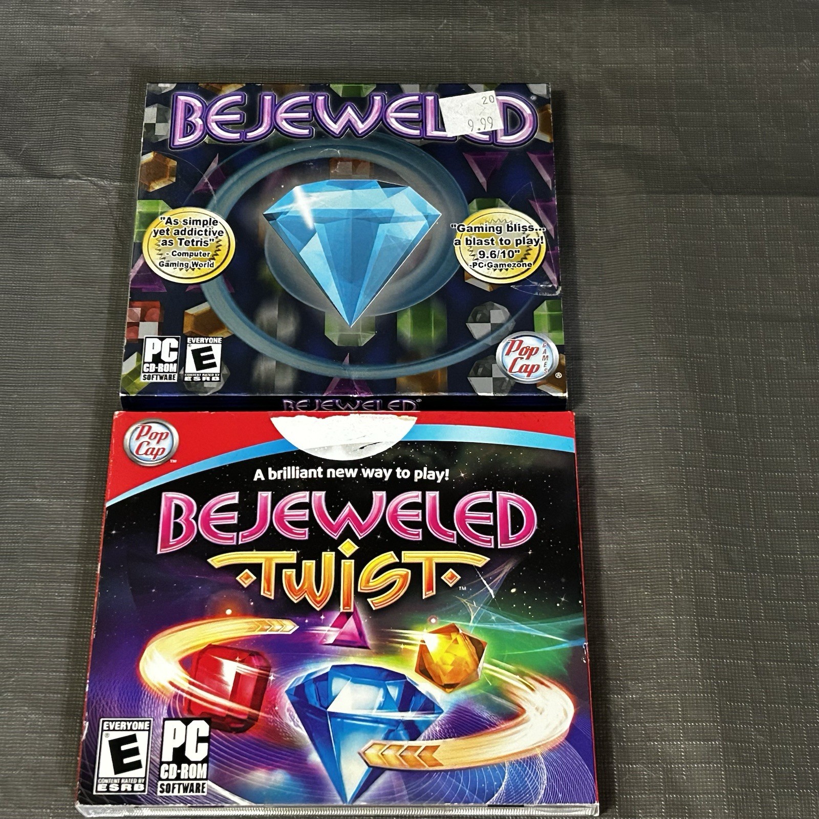 BEJEWELED & BEJEWELED TWIST Jewel Case PC Puzzle Games Lot 2006 2008 Pop Cap