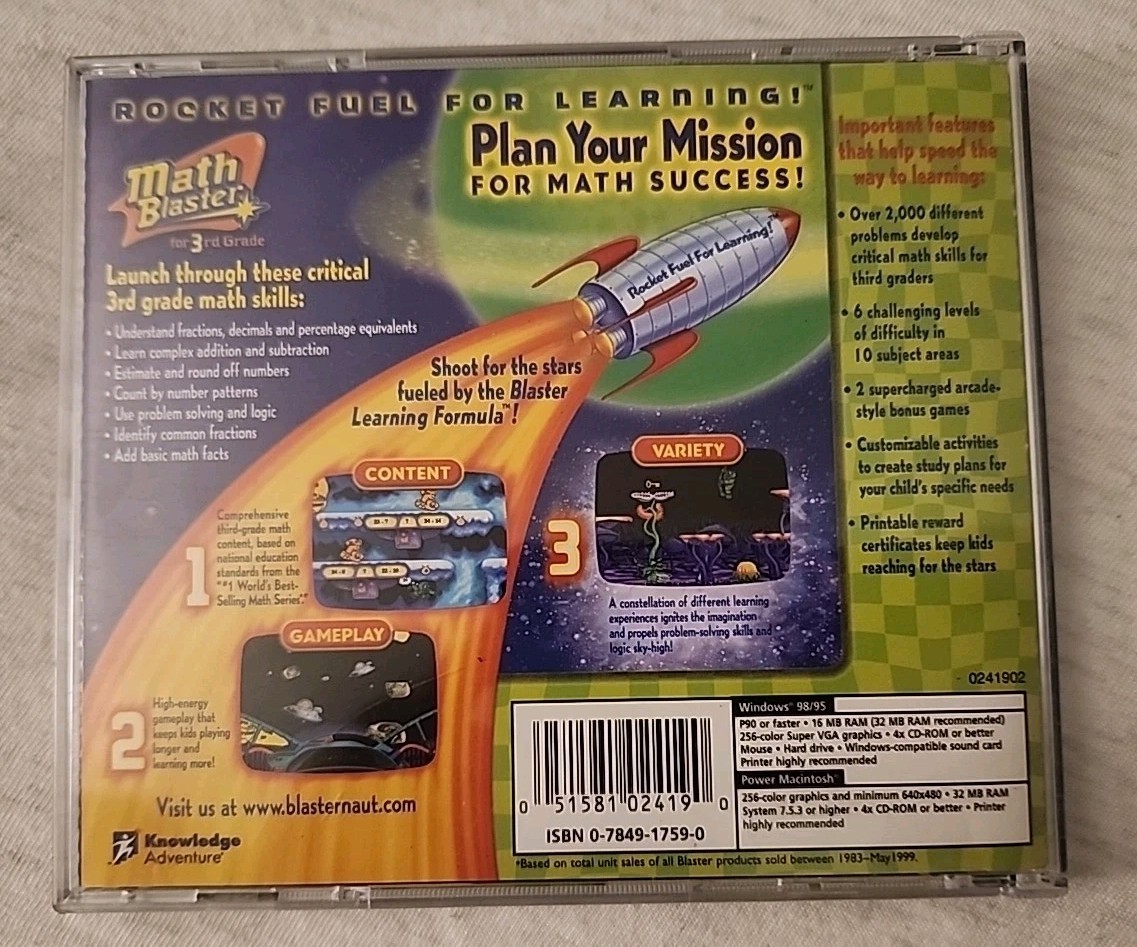 Math Blaster Ages 7-9 PC/Mac CD-ROM Educational Game For 3rd Grade