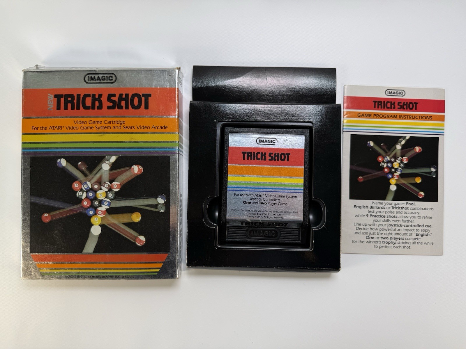 Atari 2600 Trick Shot CIB Complete In Box Imagic Pool Billiards Game